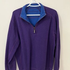 Tommy Bahama Purple and Blue Reversible Zip-Up Sweater